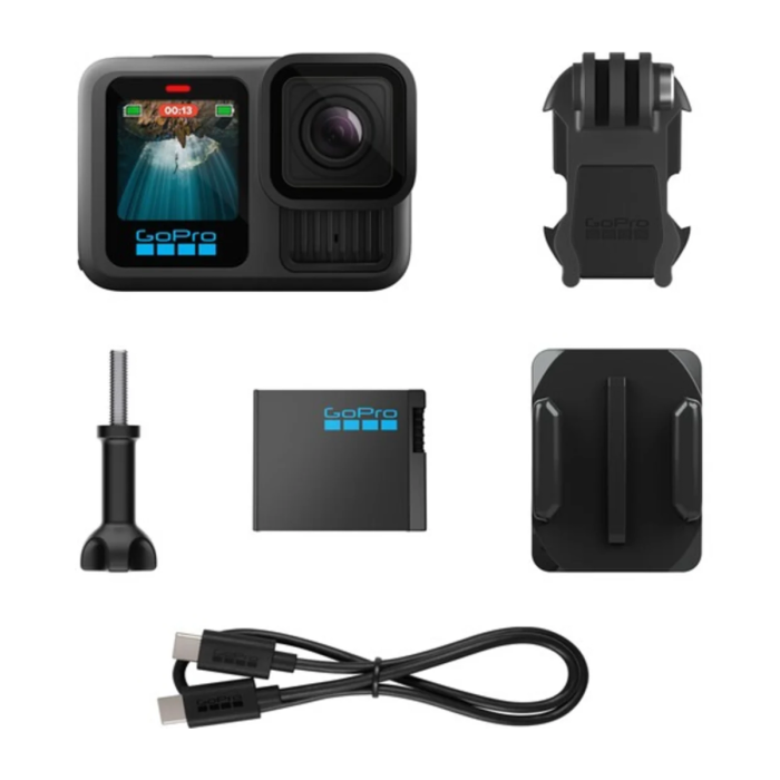 GoPro Hero13 Black Accessory Bundle with Magnetic Latch Mount, Two Enduro Batteries, and High-Speed 64GB MicroSD Card