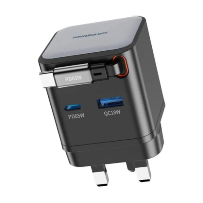 Powerology 65W Dual Port Retractable GaN Charger price in Nigeria