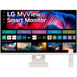 LG 27-inch MyView Smart 4K UHD Monitor — webOS — USB Type-C — White Slim Design — 27SR73U-W