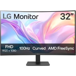 LG 32-inch FHD Curved Monitor — 100Hz Refresh — AMD FreeSync™ — Borderless Design — 32MR50C-B