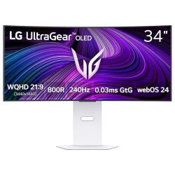 LG 34-inch UltraGear™ OLED WQHD Curved Gaming Monitor — 240Hz — 0.03ms — White — 34GX90SA-W