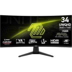 MSI MAG 346CQ 34-inch Ultrawide Curved Monitor — 3440 x 1440 — 180Hz — 1ms — Adaptive-Sync — HAS Stand — Speakers — Black
