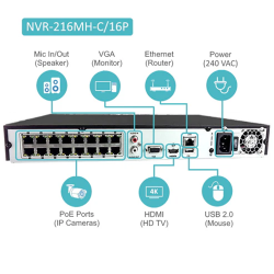 Hilook NVR-216MH-C/16P | 16-Channel 4K NVR CCTV Network