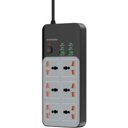 Porodo 6 AC Socket Power Strip | 3000W High-Capacity | 4x USB Charging Ports | Overload Protection | 3M Cable