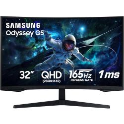 SAMSUNG 32″ Odyssey G55C Series QHD Curved Gaming Monitor — 165Hz — 1ms — 1000R — HDR10 — LS32CG550ENXZA